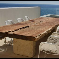 Large wooden dining tables on Mallorca