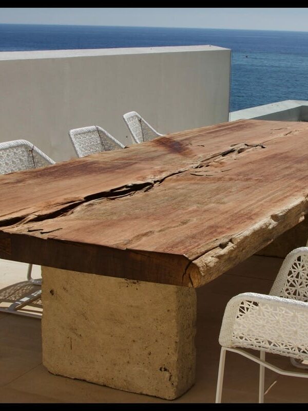 Large wooden dining tables on Mallorca