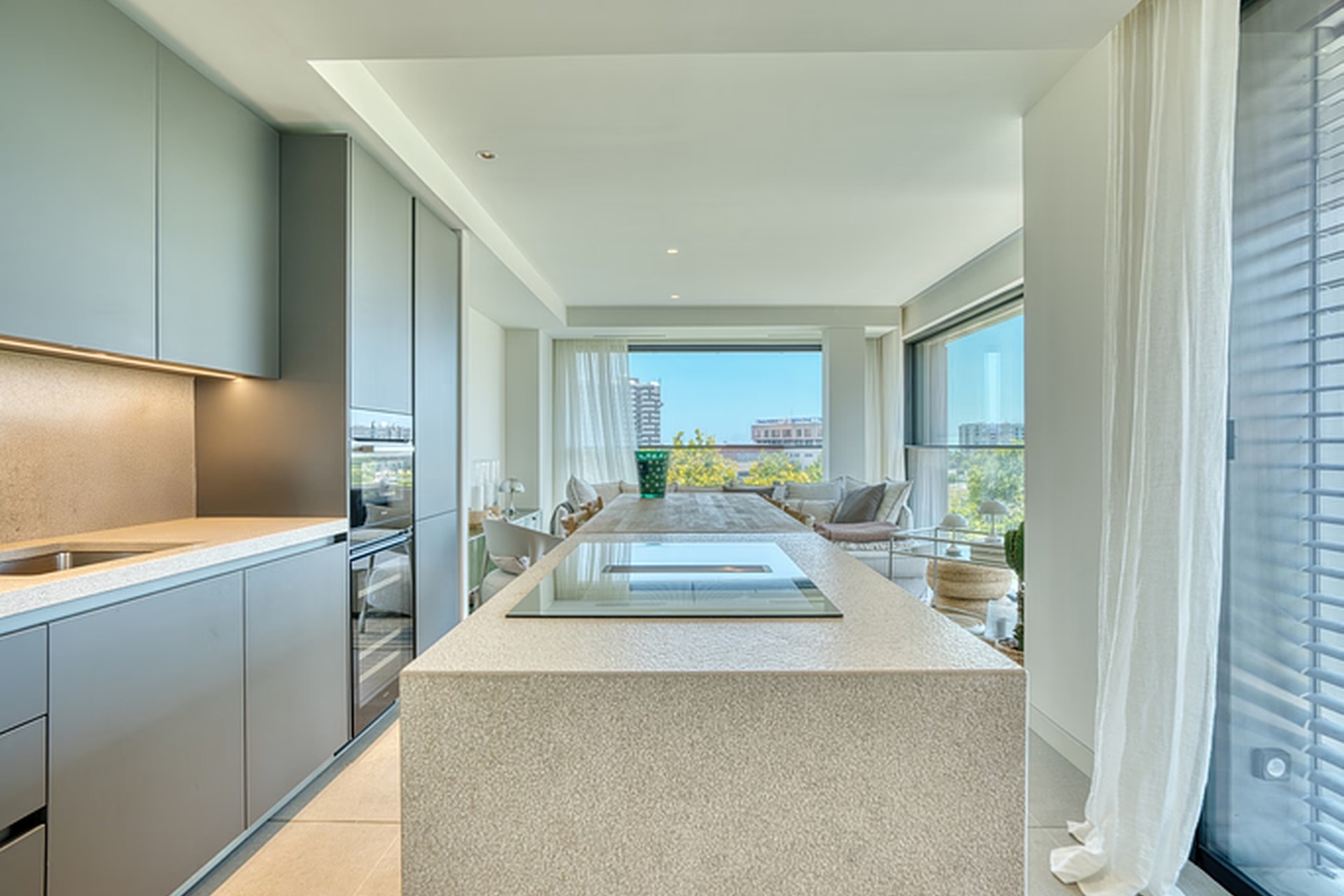 View of Contemporary sea-view apartment with balcony and shared rooftop ...