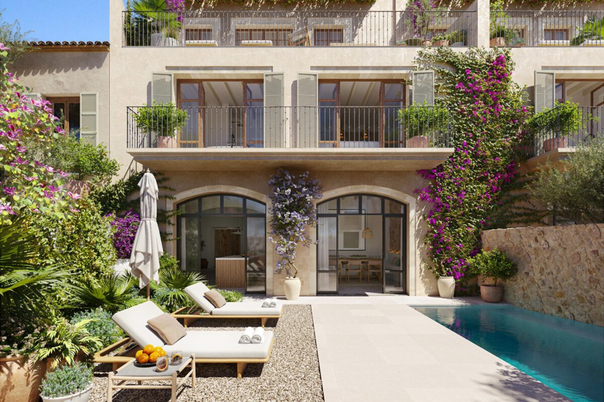 Contemporary Mediterranean townhouse for sale with pool rooftop terrace in Santa Maria