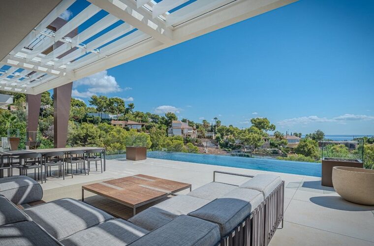 Architectural new build villa with sea views and rooftop spa for sale in costa d’en blanes