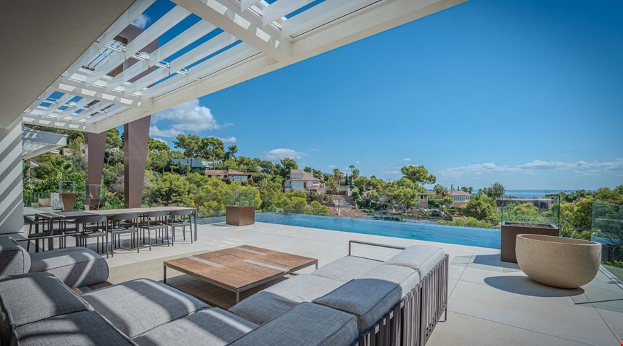 Architectural new build villa with sea views and rooftop spa for sale in costa d’en blanes