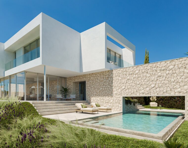Contemporary four-bedroom villa with private pool in cala vinyes