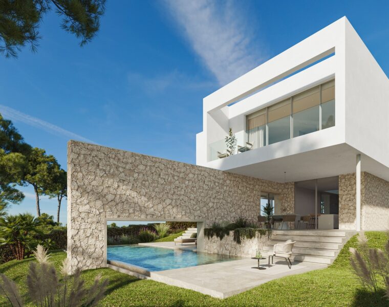 Contemporary four-bedroom villa with private pool in cala vinyes