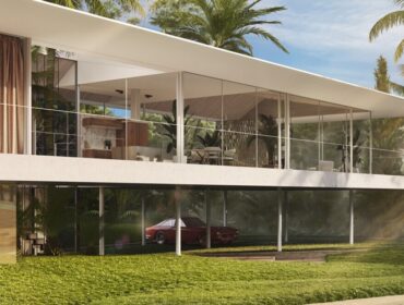 Architect-designed glass villa for sale with bespoke interiors and landscaped grounds in son vida