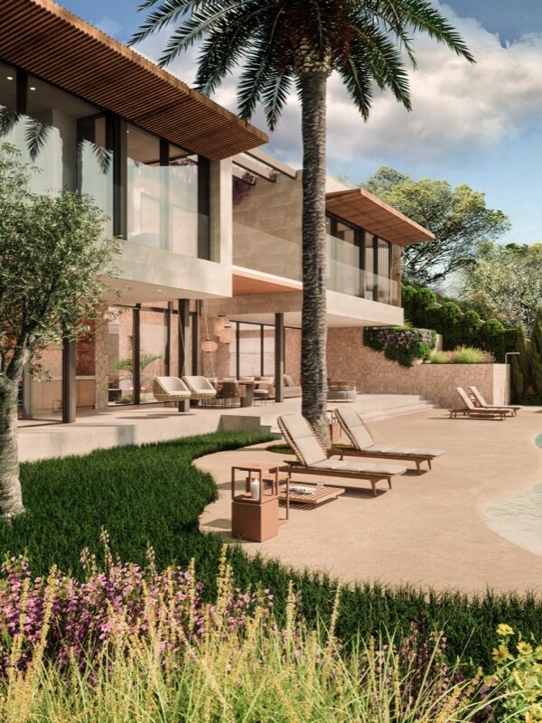 Contemporary townhouse for sale with garden and rooftop terrace in andratx