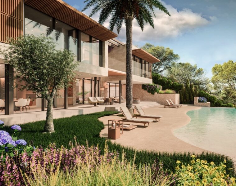 Contemporary townhouse for sale with garden and rooftop terrace in andratx