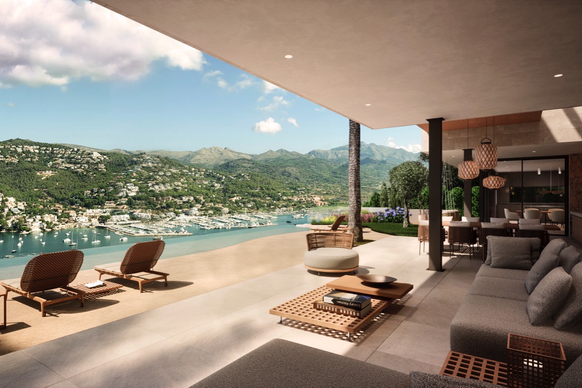 Contemporary townhouse for sale with garden and rooftop terrace in andratx