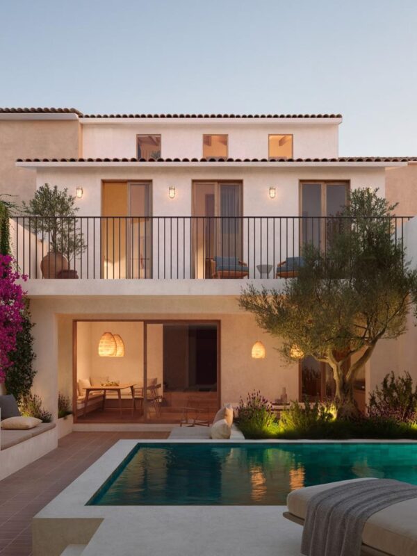 Six-bedroom architectural townhouse with private guest suite in pollensa