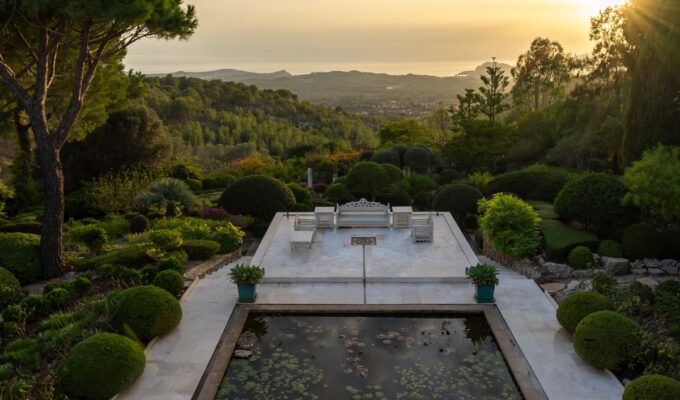 Mediterranean hilltop sanctuary with sweeping sea views and botanical gardens in calvià