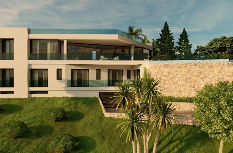 Contemporary five-bedroom coastal villa with panoramic ocean vistas in portals nous