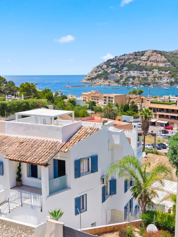 Newly renovated four-bedroom townhouse with panoramic harbour views for sale in port d’andratx