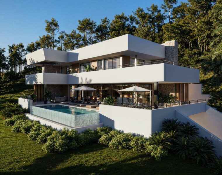 Contemporary four-bedroom villa with panoramic vistas near esporles