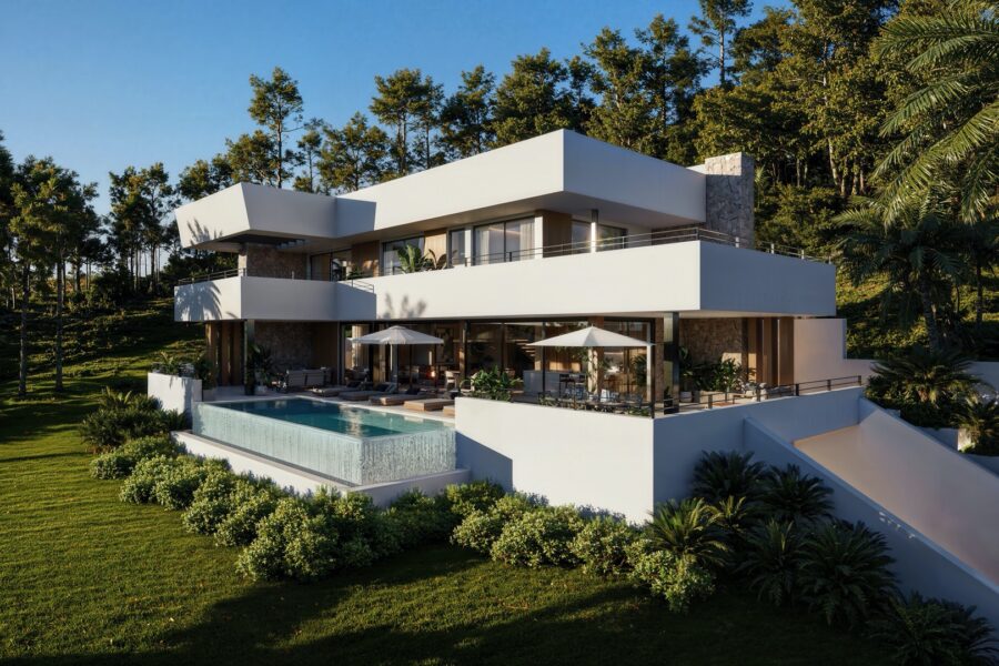Contemporary four-bedroom villa with panoramic vistas near esporles