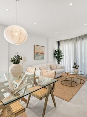 Modern two-bedroom garden apartment with communal pool in portals nous