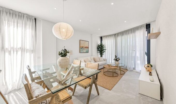 Modern two-bedroom garden apartment with communal pool in portals nous