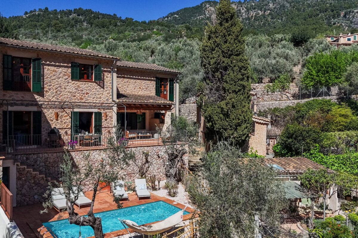 Traditional stone finca with private pool and majestic mountain views for sale in Fornalutx