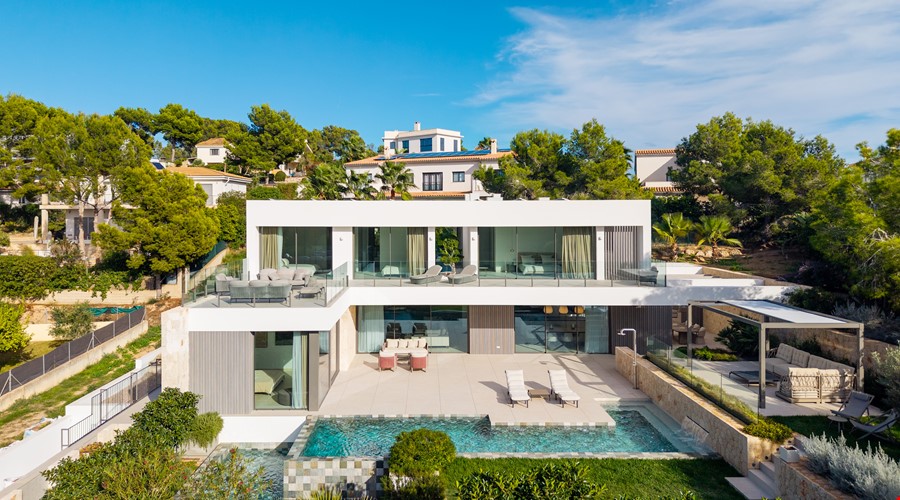 Modern mediterranean architectural villa with mountain views for sale in sol de mallorca