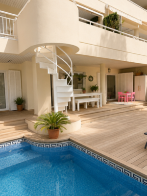 Refined duplex garden residence with private pool and wine cellar for sale in bendinat