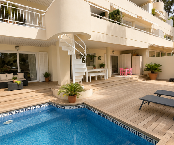 Refined duplex garden residence with private pool and wine cellar for sale in bendinat