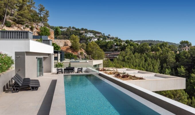 Contemporary architectural villa with infinity pool and panoramic views in son vida