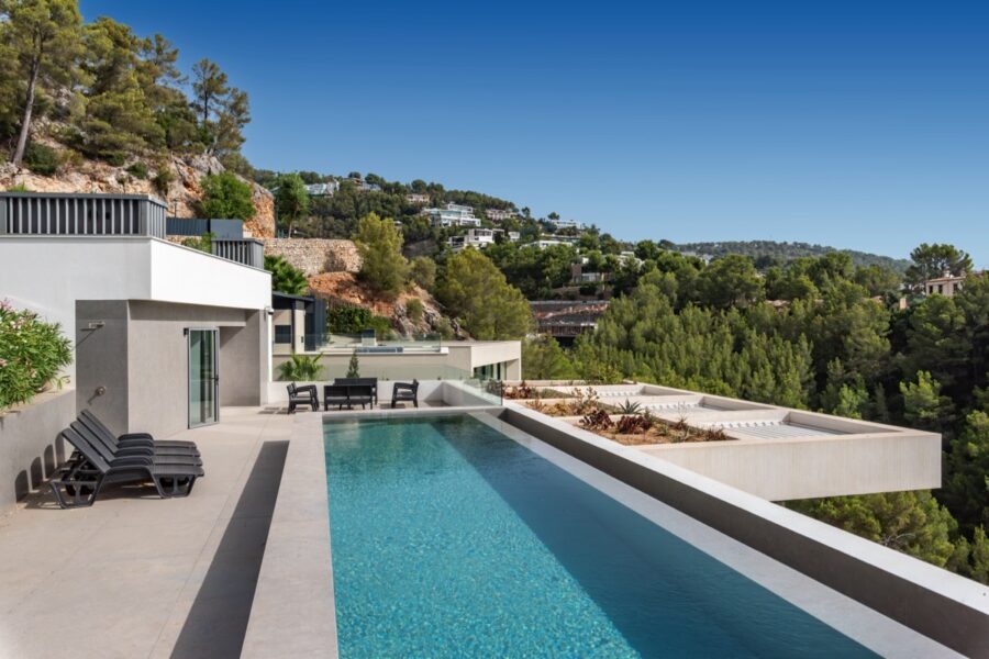 Contemporary architectural villa with infinity pool and panoramic views in son vida