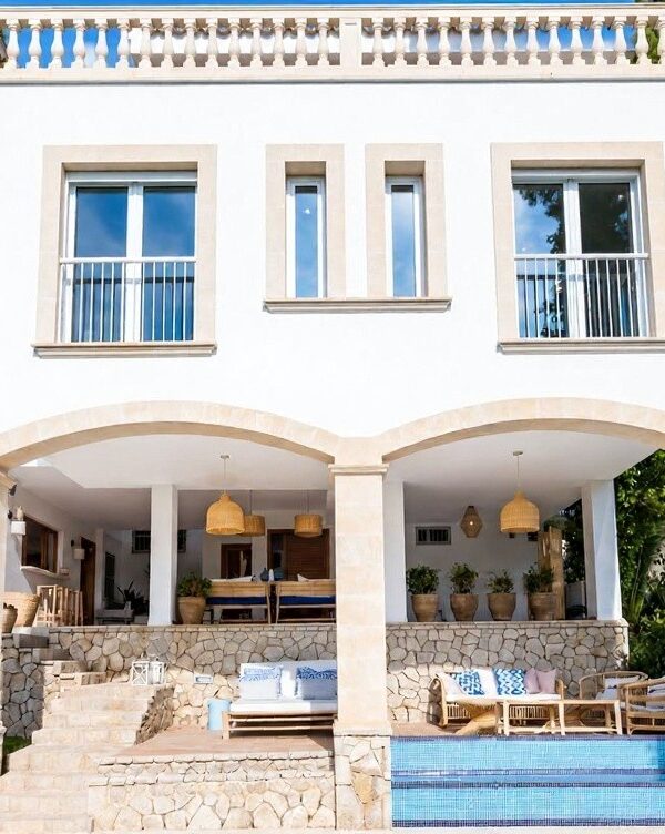 Elevated mediterranean villa with pool and sea views for sale in bendinat