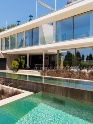 Contemporary five-bedroom villa with rooftop terrace and coastal vistas in sol de mallorca