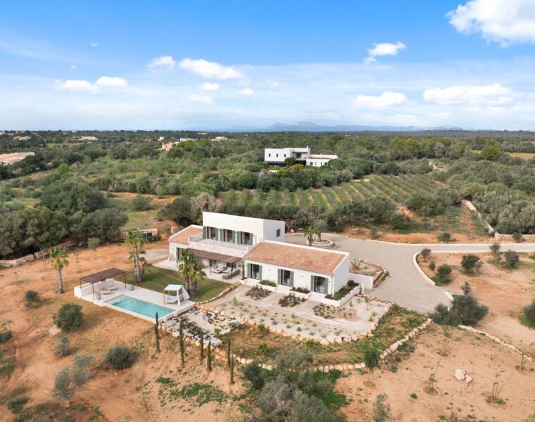Newly built natural stone country estate with mediterranean gardens in ses salines