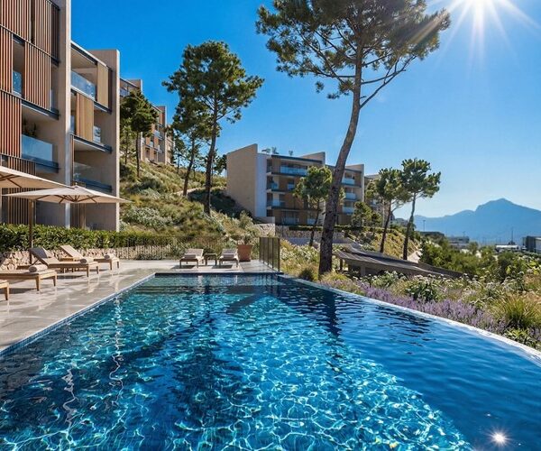 Contemporary two-bedroom apartment with sea views and private garden for sale near port d'andratx