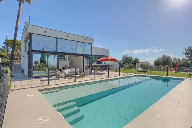 Modernist architectural villa with panoramic vistas for sale in Bunyola