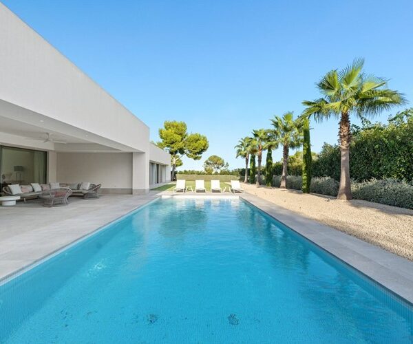Exquisite single-level modern villa with saltwater pool for sale in sol de mallorca
